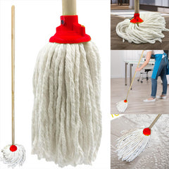 Red Mop Head with Wooden Handle