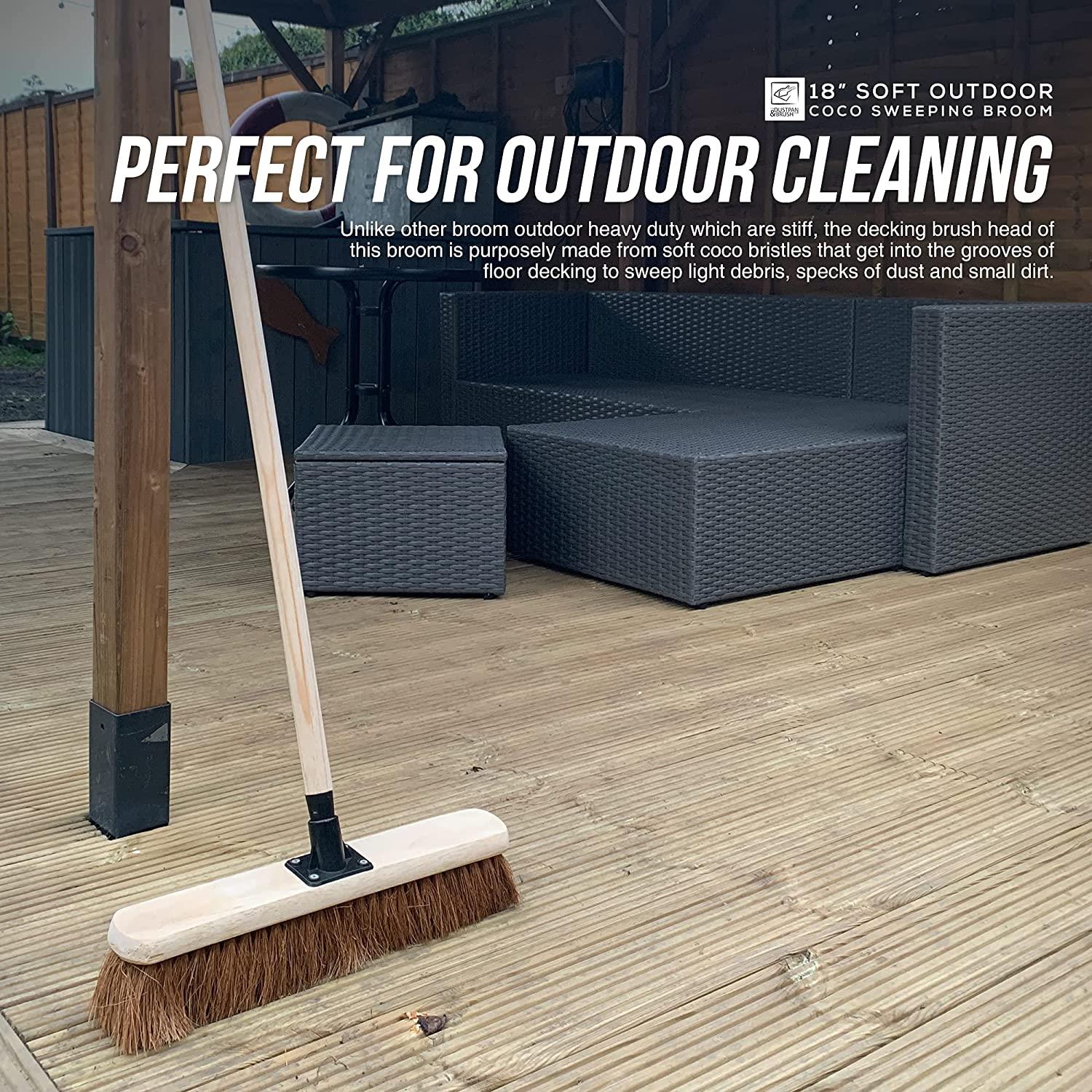 18" Natural Coco Screw Fit Broom Head and Wooden Handle