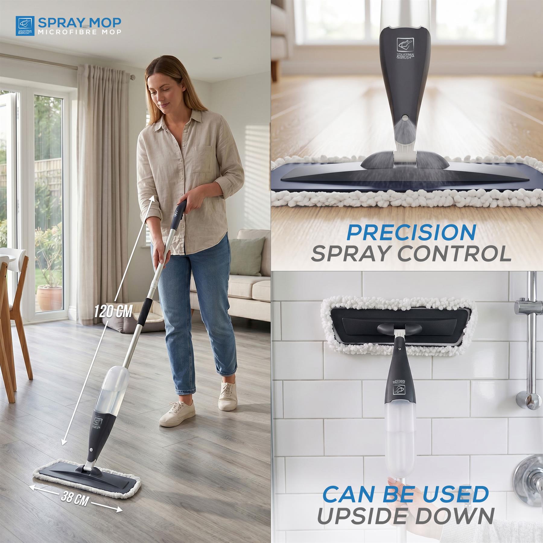 Spray Mop with Washable Microfibre Heads | No Bucket Mop