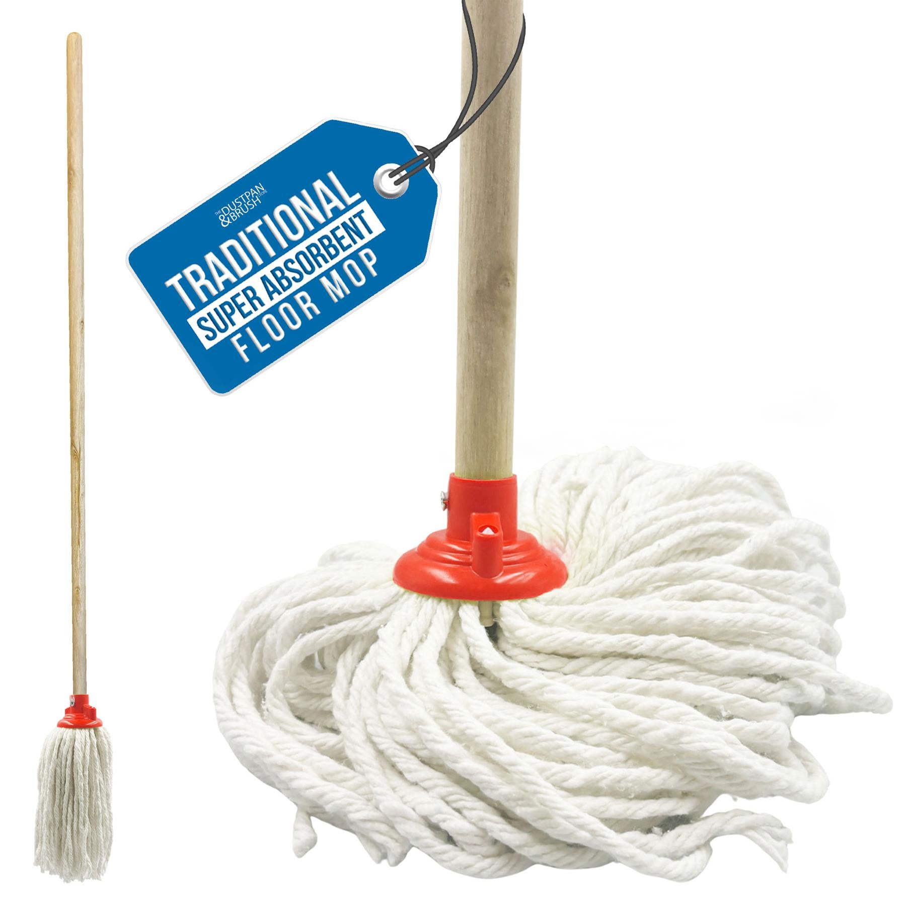 Red Mop Head with Wooden Handle