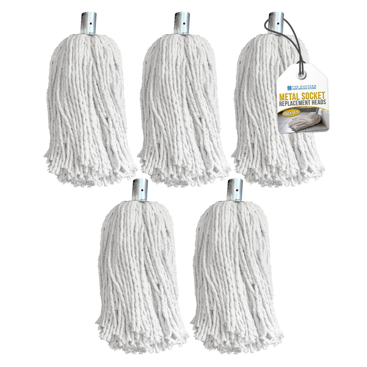 Cotton Mop with Galvanised Socket Fitting - 12 PY - Pack of 5