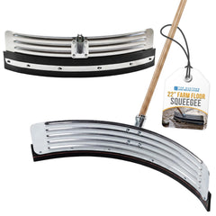 22" Curved Rubber Floor Squeegee with Wooden Handle - The Dustpan and Brush Store