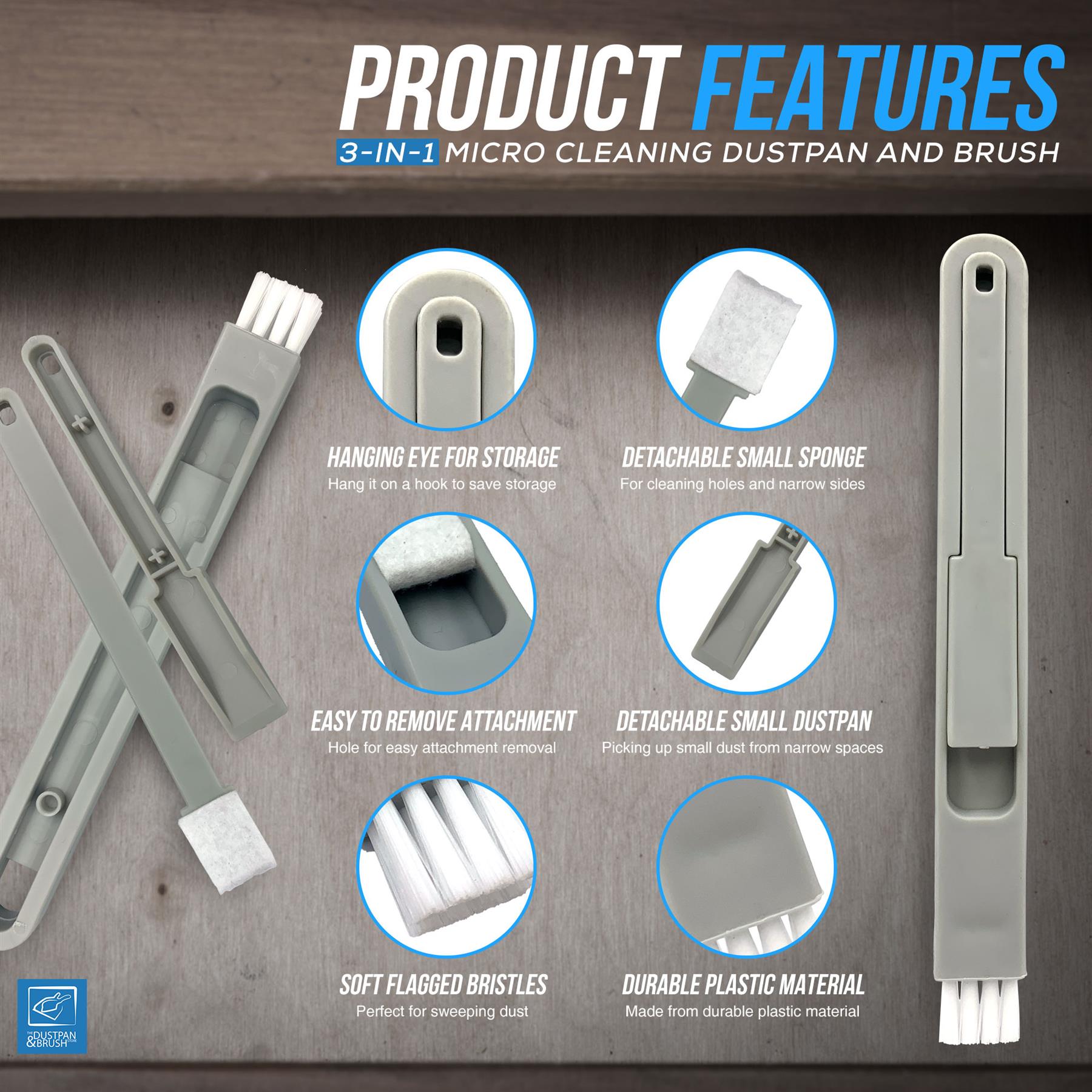 4 in 1 Micro Dustpan and Brush Set product features 