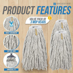 Kentucky Mop Head - Pack of 3 - The Dustpan and Brush Store