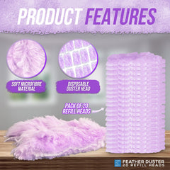 Lilac Fluffy Duster Refills Pack of 20 | Microfibre Heads