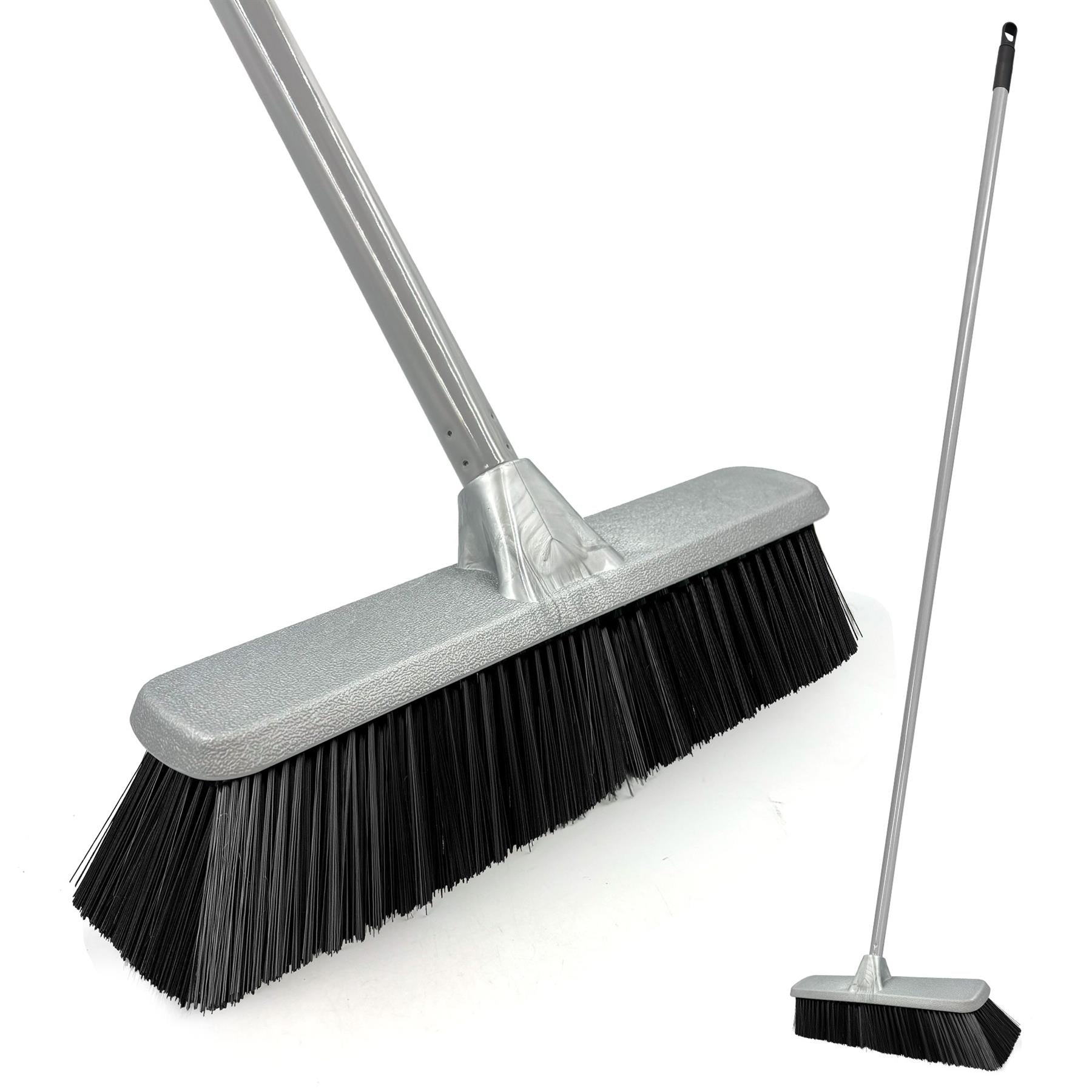 Silver Indoor Soft Sweeping Brush Head and Handle Kitchen Broom Floor Sweeper - The Dustpan and Brush Store