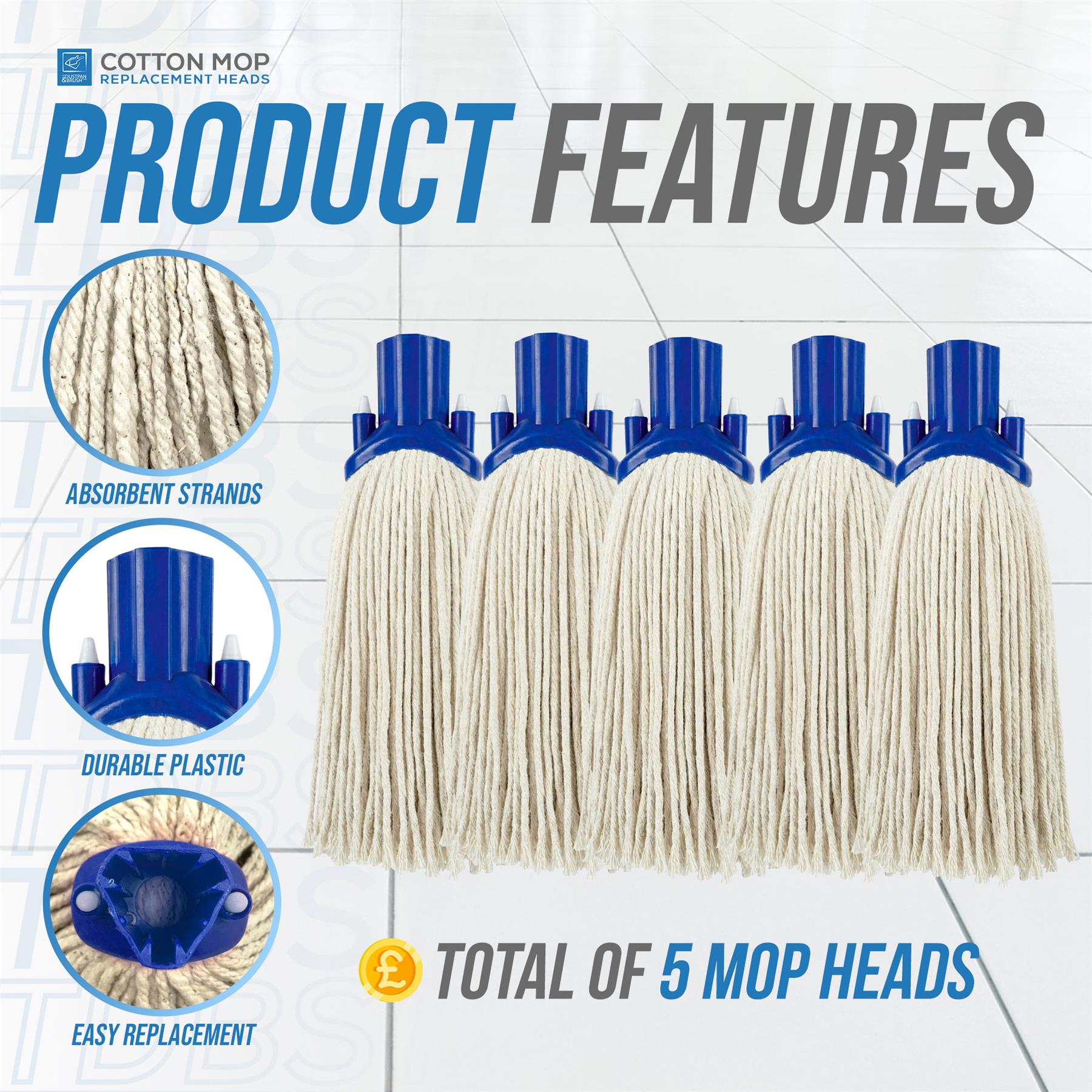 Blue Colour Coded Cotton Mop Heads 12PY Pack of 5