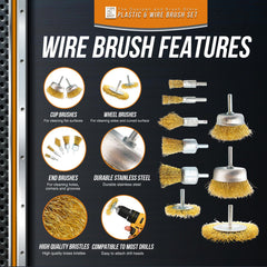 Drill Brush Duo Set - 5 piece Plastic and 9 piece Wire