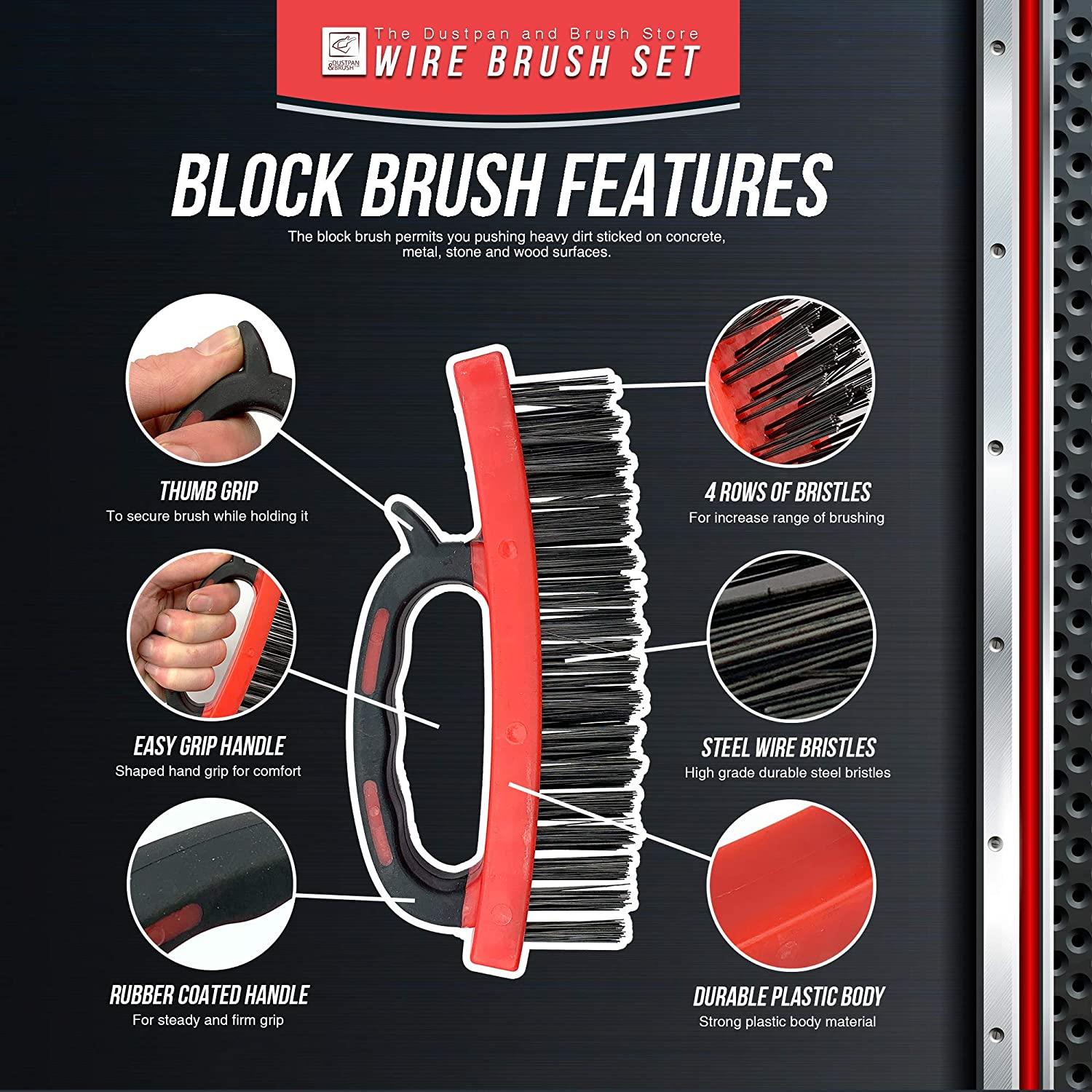 Wire Brush Set with Rubber Grips