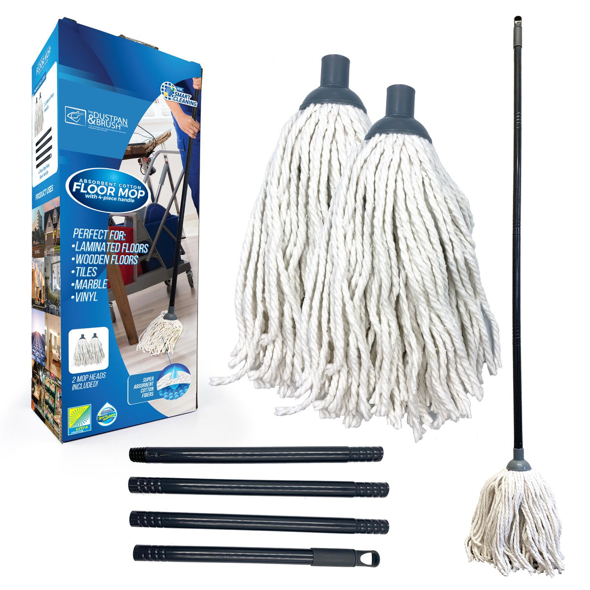 Traditional Cotton Floor Mop Supplied with Spare Head