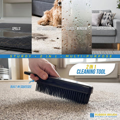 Rubber Pet Hair Remover Brush | 2-in-1 Cleaning Brush with Squeegee - The Dustpan and Brush Store