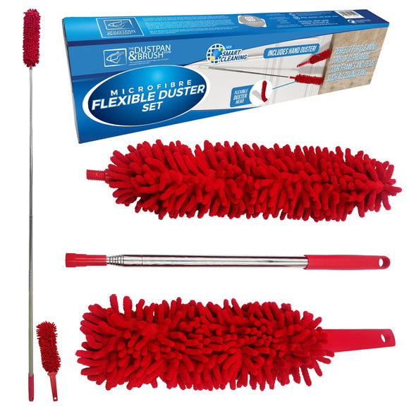 Microfibre Bendy Feather Duster Set Extendable Handle & Hand Duster