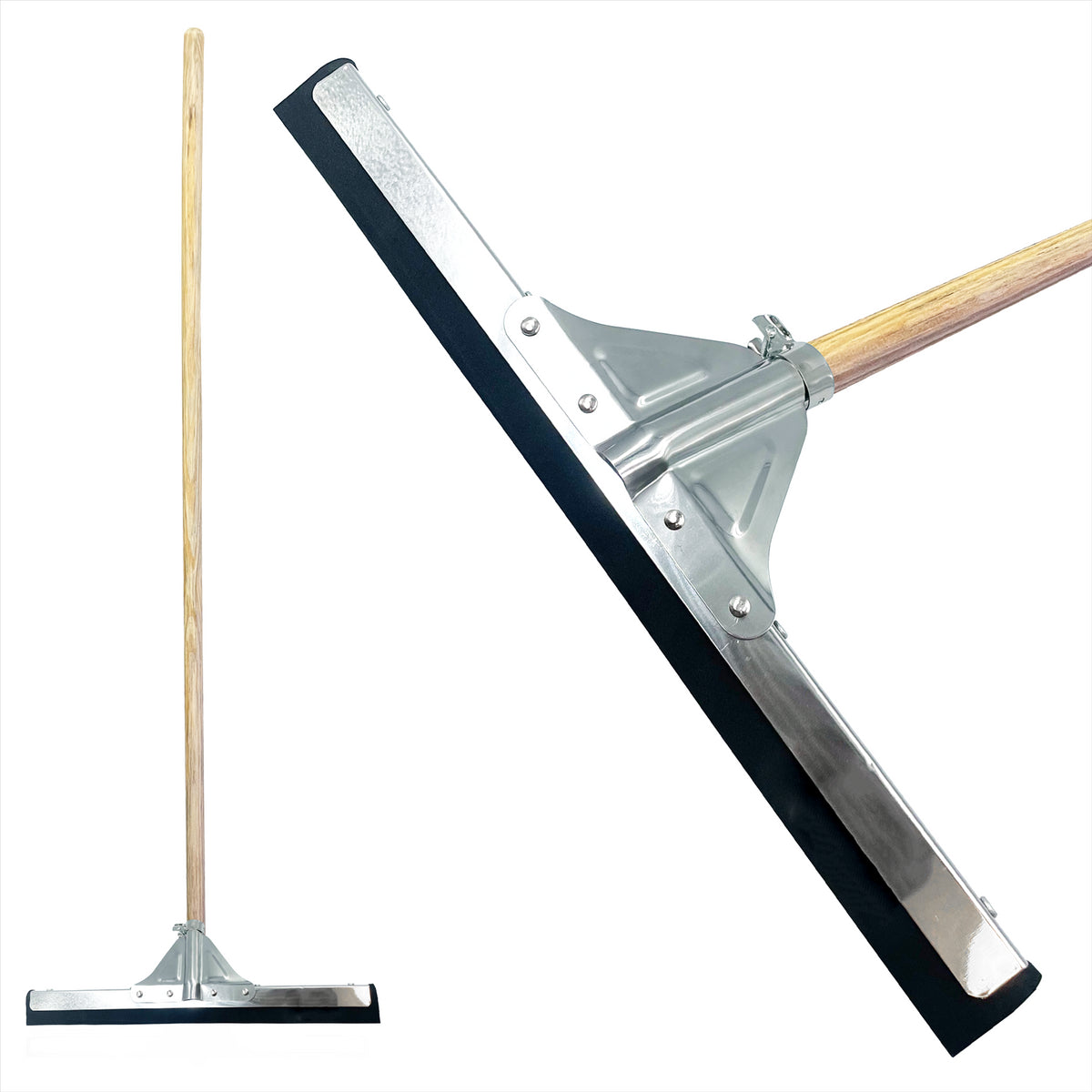 18" Black Foam Floor Squeegee Blade and Wooden Handle