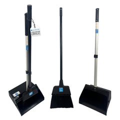Heavy Duty Long Handled Dustpan and Brush Set on white background 