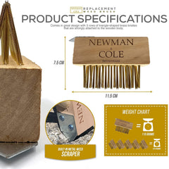 Newman and Cole Wooden Weed Brush Head with Scraper - Pack of 5 - The Dustpan and Brush Store
