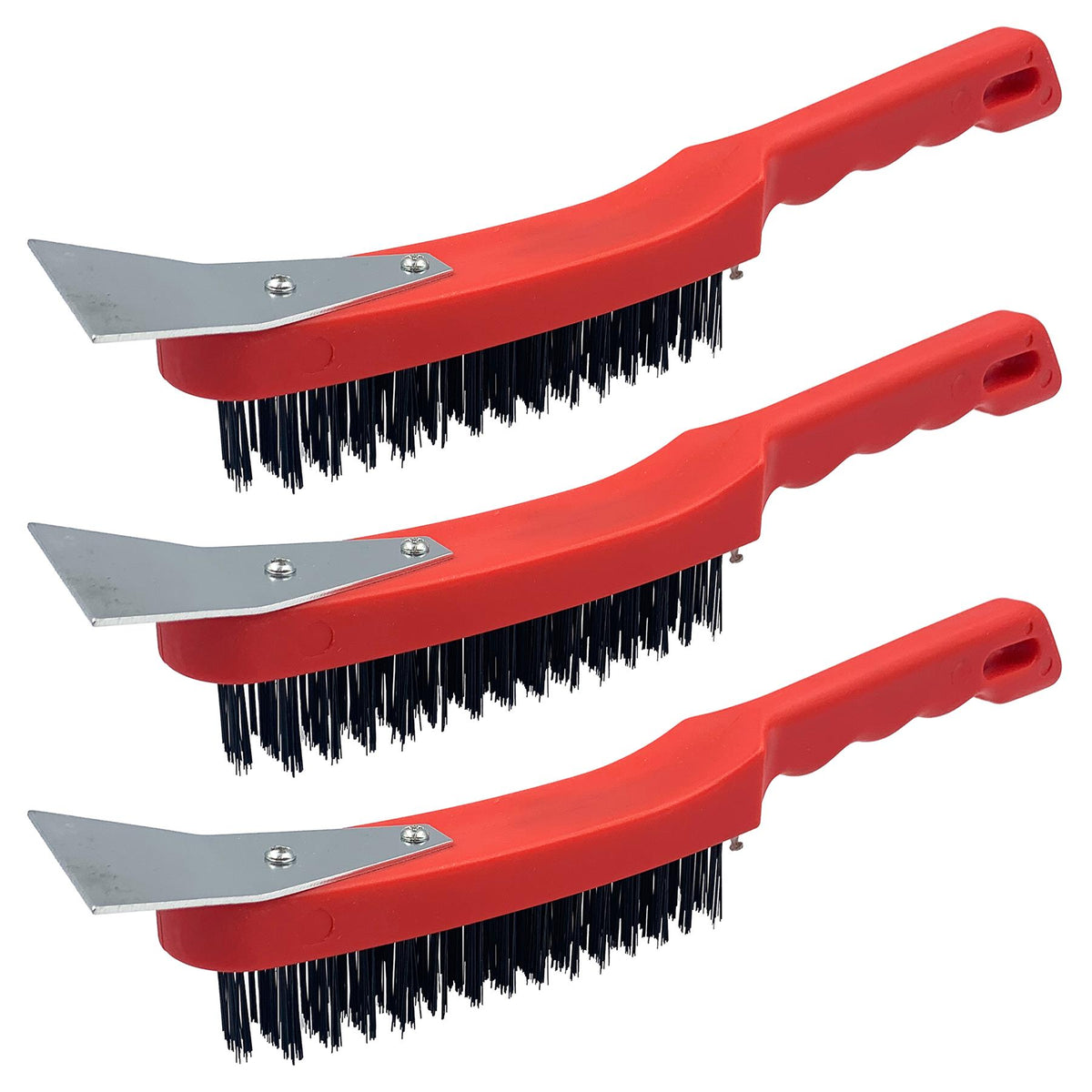 Plastic Wire Brush with Scraper - Pack of 3