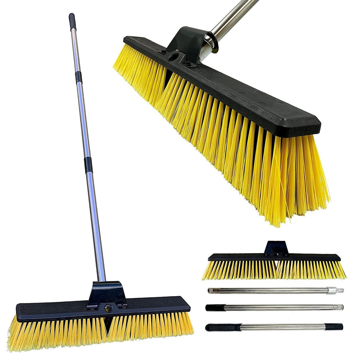 24" Wide Large Yard Broom with Long Metal Handle