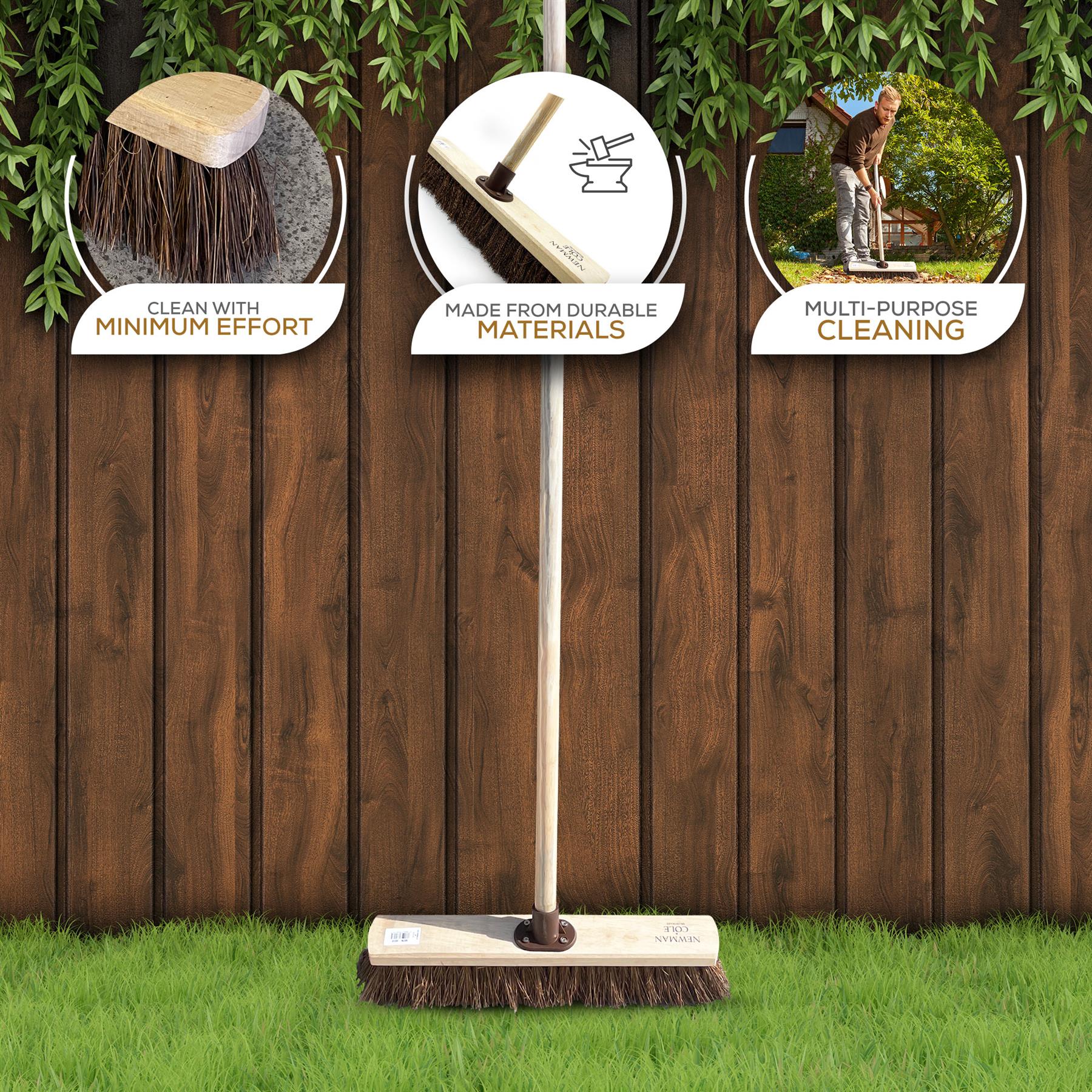 18" Newman & Cole Bassine Broom with Handle | Heavy Duty Outdoor Brush - The Dustpan and Brush Store