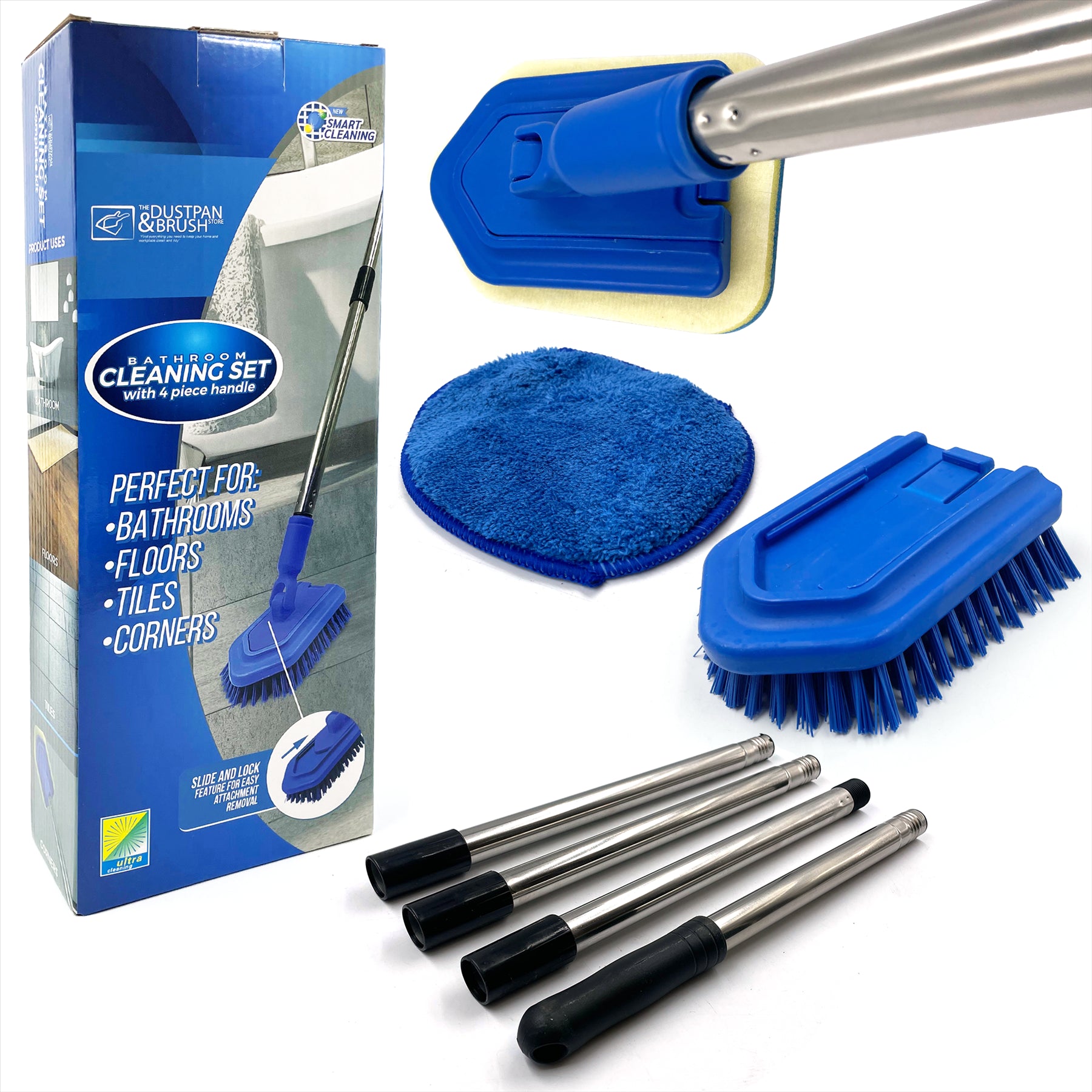 Bathroom Cleaning Set with 4 Piece Handle