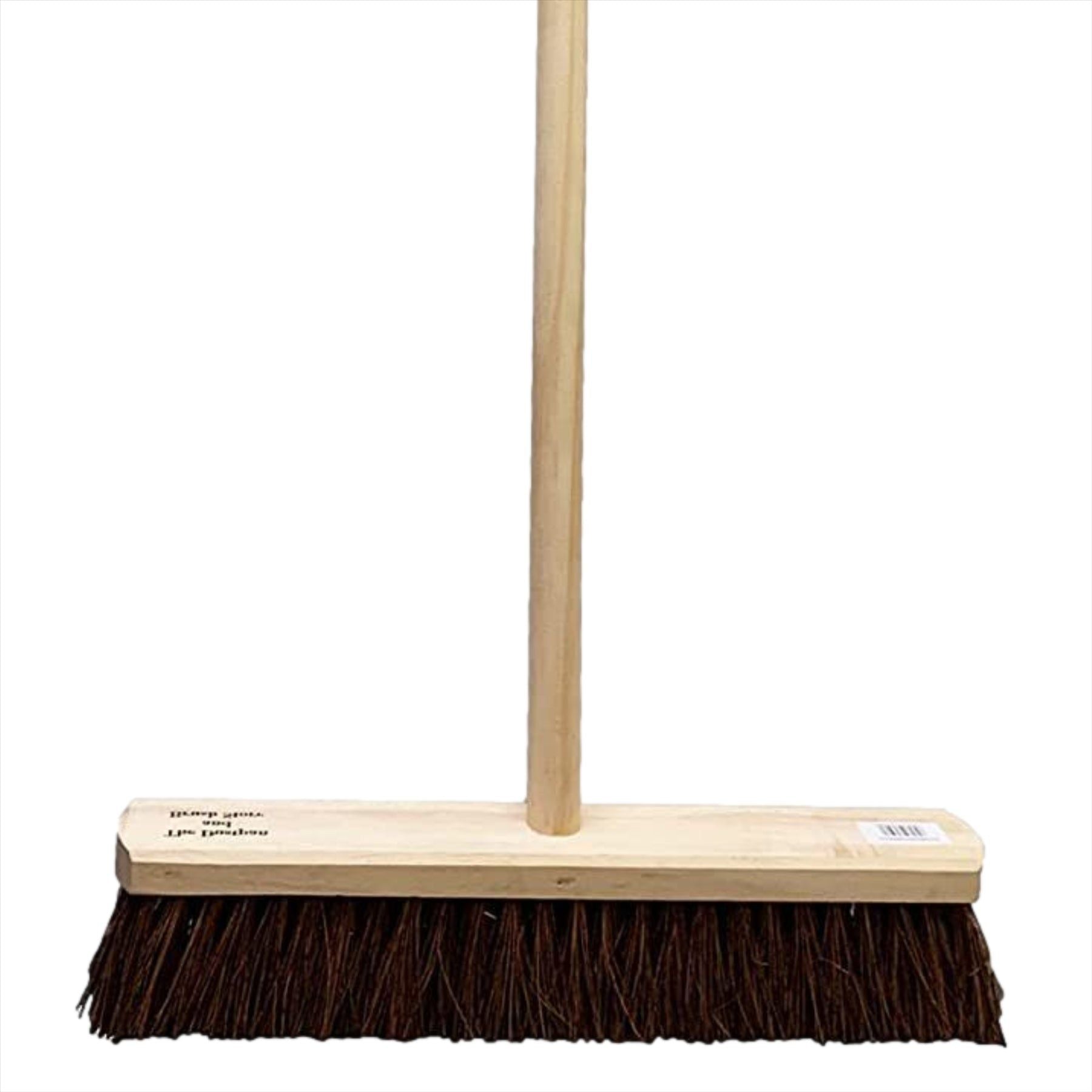 18" Stiff Natural Bassine Broom Head with Strong Wooden Brush Handle