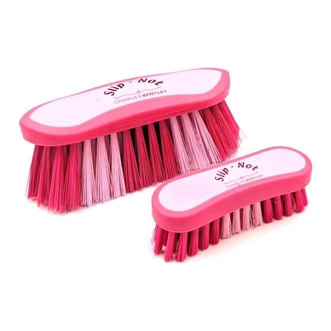 Charles Bentley Slip-Not Equestrian Horse Grooming Cleaning Brush Kit Pink Set