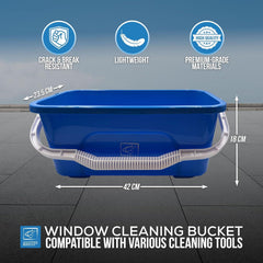 Blue Rectangle Window Cleaning Bucket 42cm – Squeegee Bucket