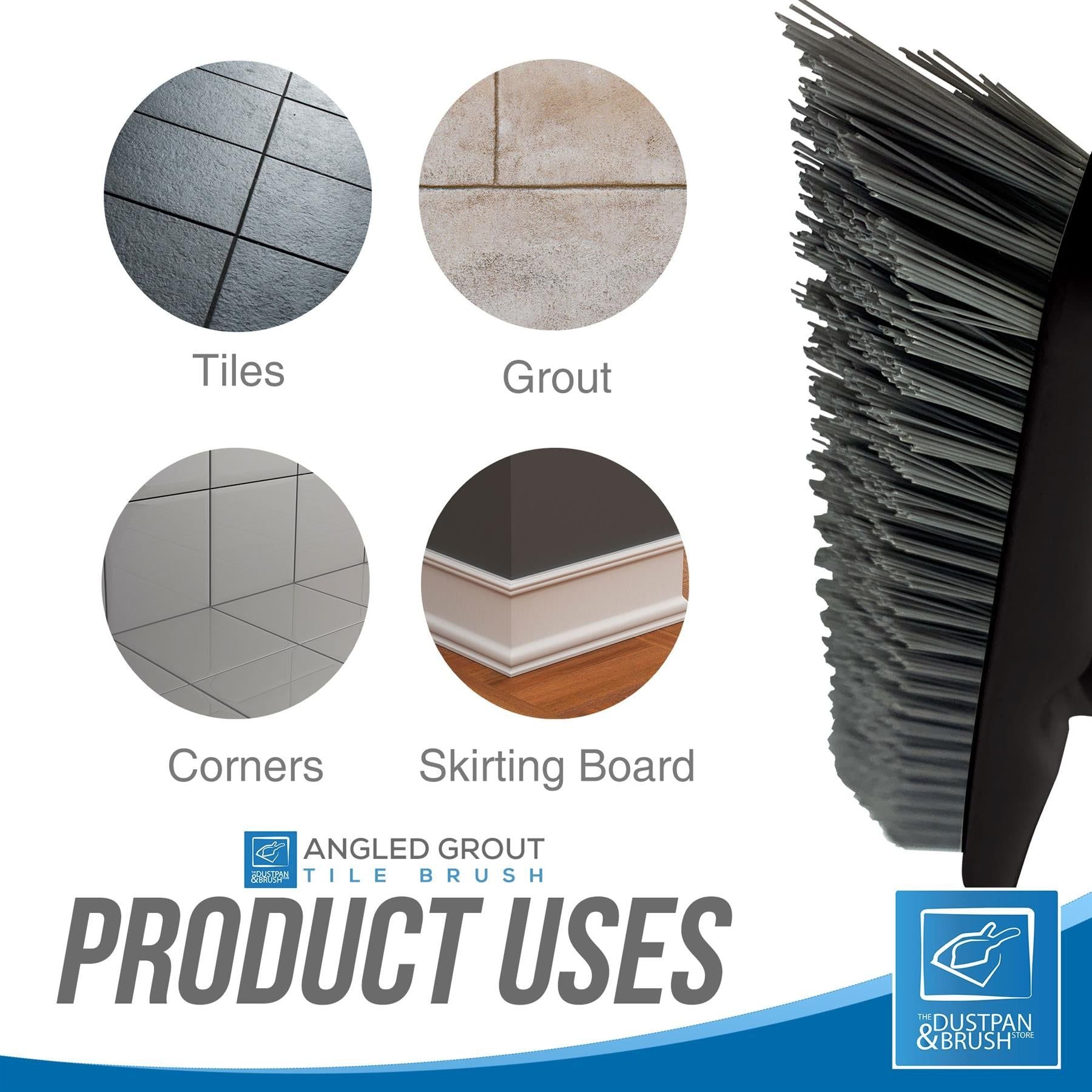 Angled Grout Floor Scrubbing Brush and Stainless Steel Handle