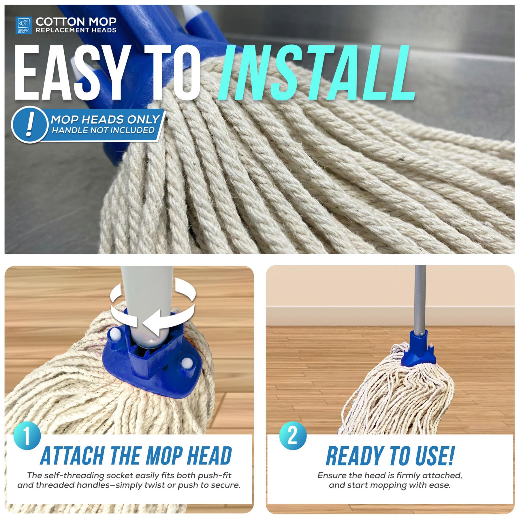Blue Colour Coded Cotton Mop Heads 12PY Pack of 5