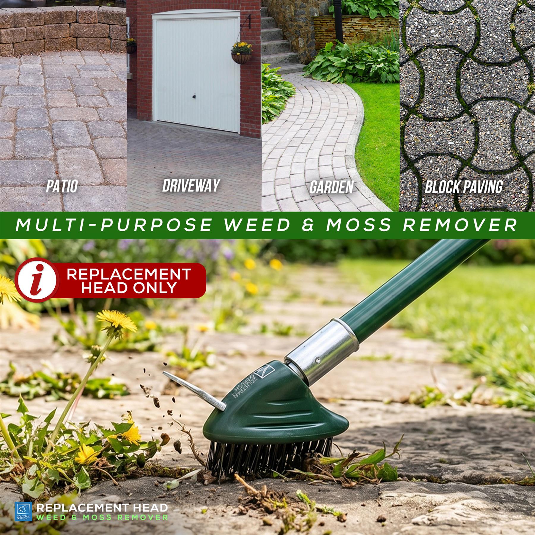 Replacement Weed Brush Head – Steel Wire Joint & Patio Cleaner - The Dustpan and Brush Store