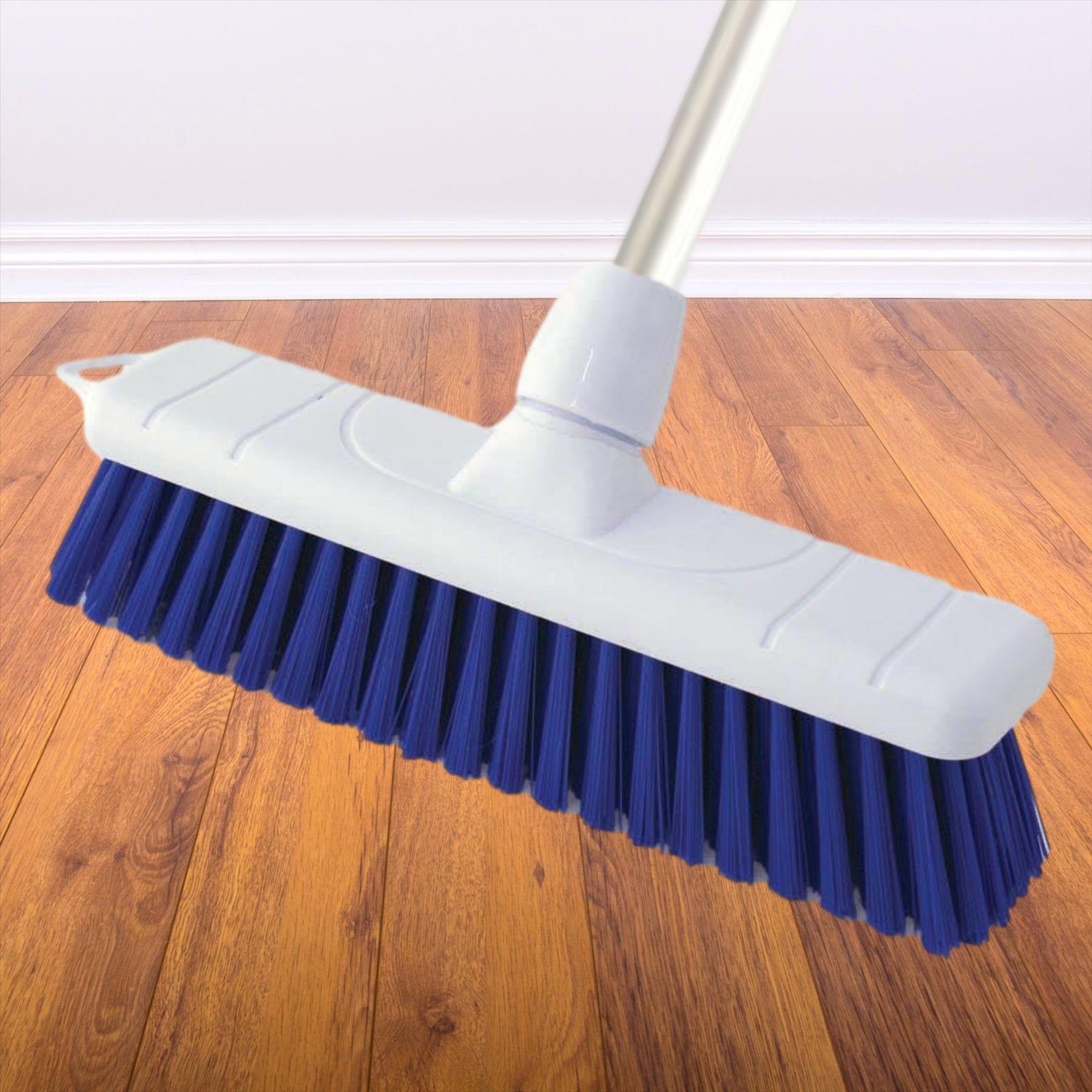 Blue 12" Soft Colour Coded Food Hygiene Brush Sweeping Broom and Handle