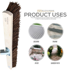 36" Stiff Bassine Broom with Bracket and Handle | Newman & Cole - The Dustpan and Brush Store