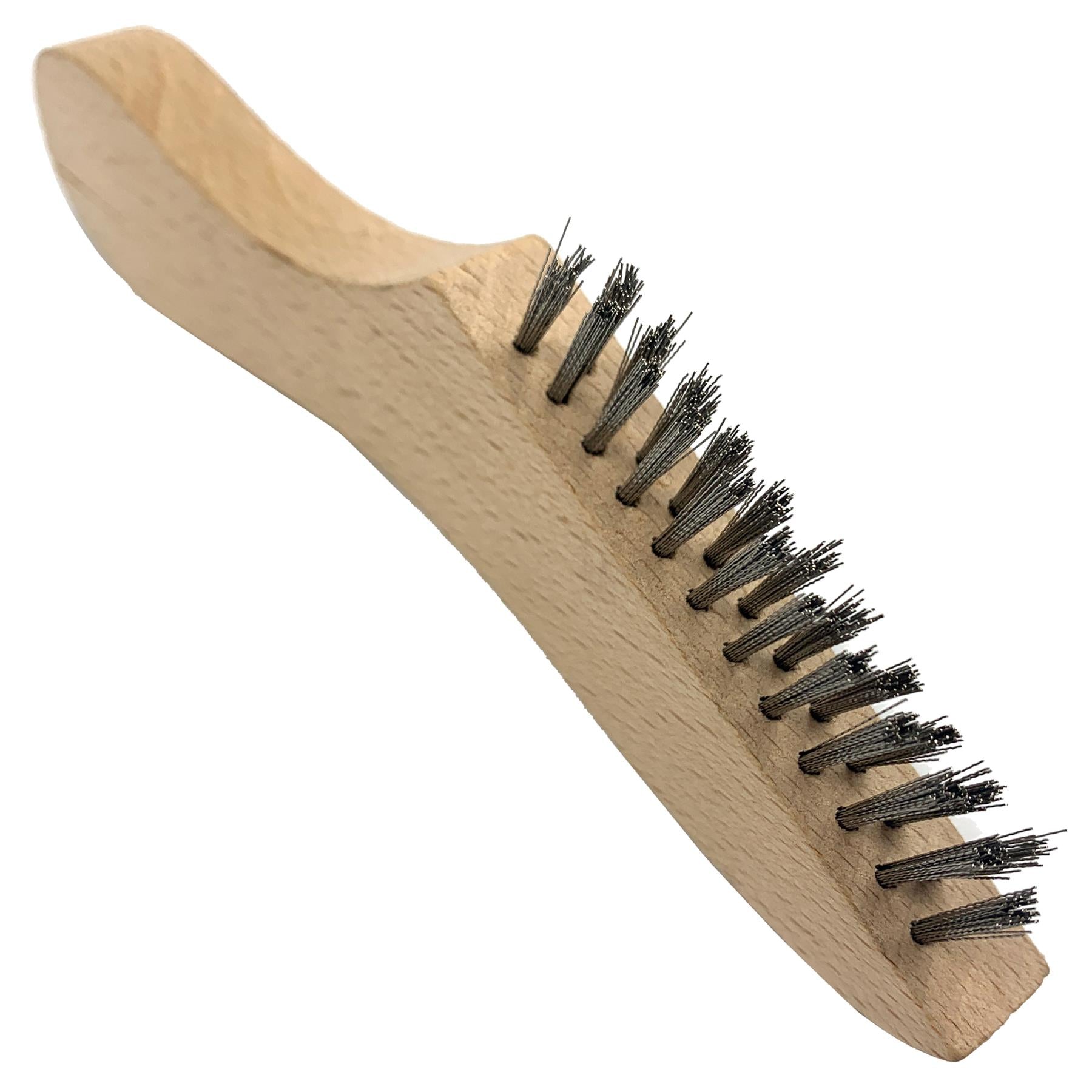 Lamb chop brush with soft wire bristles grout brush on a white background