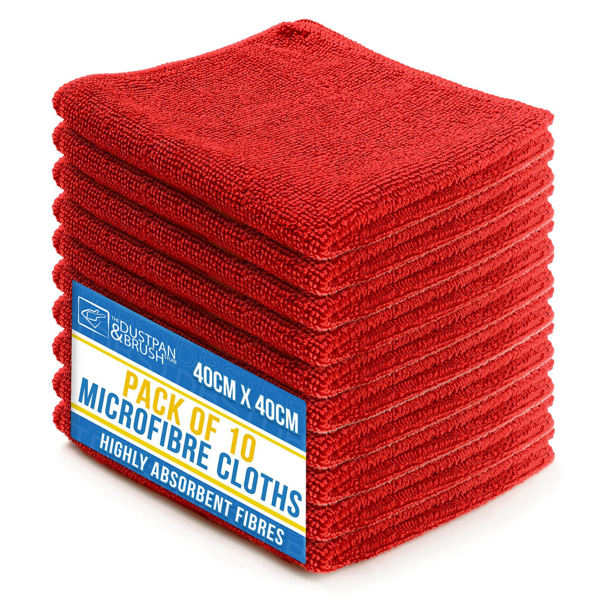 Red Microfibre Cleaning Cloths Pack of 10 | 40cm x 40cm