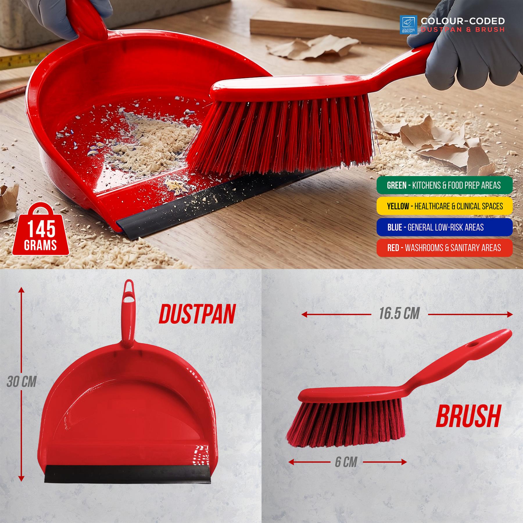 Dustpan & Soft Synthetic Brush Set | Colour Coded