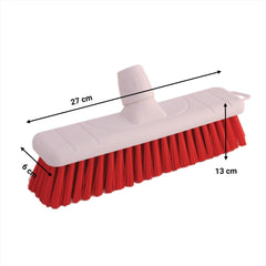 Red 12" Soft Colour Coded Food Hygiene Brush Sweeping Broom and Handle