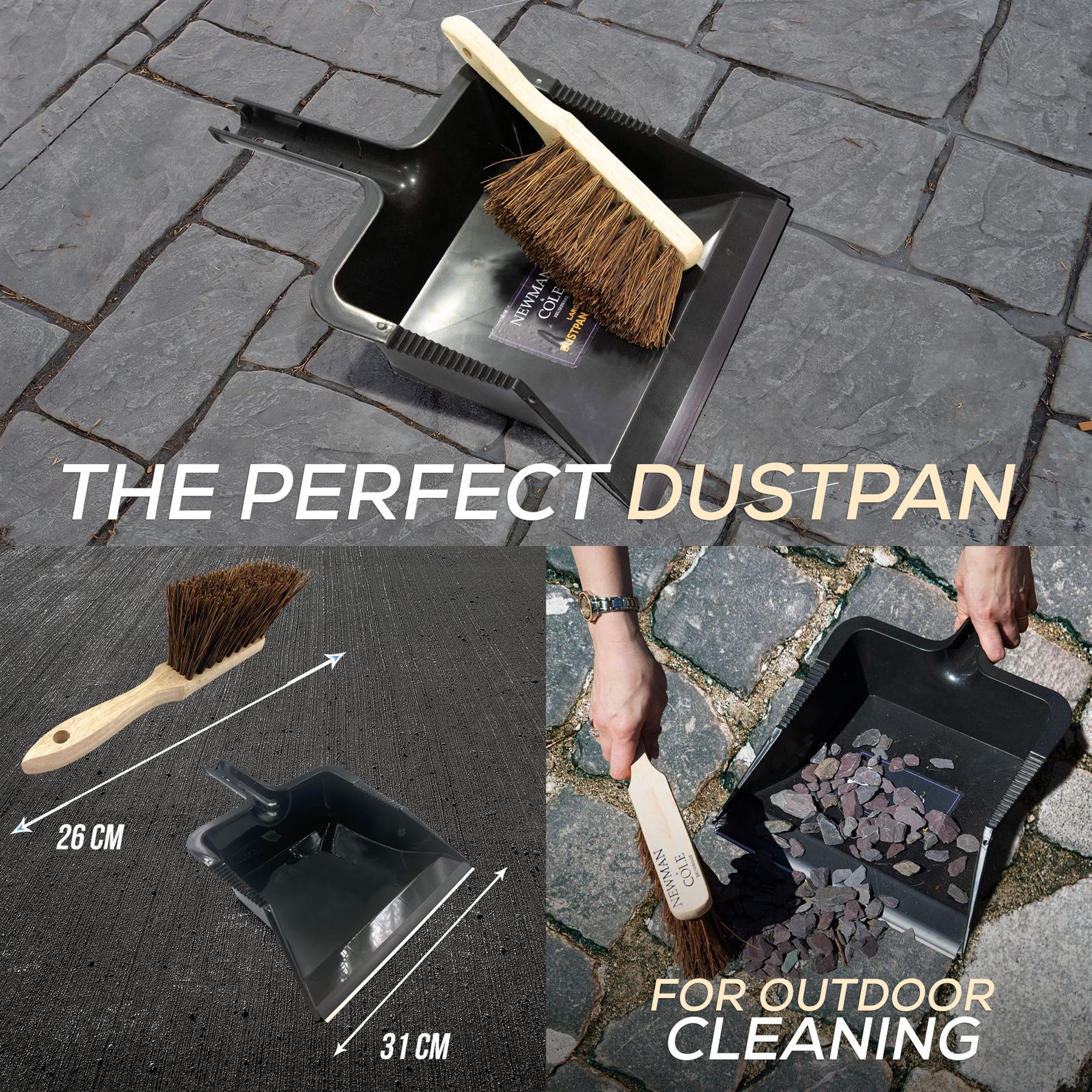 Newman and Cole Large Outdoor Garden Dustpan and Stiff Hand Brush Set - The Dustpan and Brush Store
