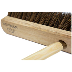 18" Newman and Cole Natural Stiff Bassine Broom Head with Hole and Wooden Handle