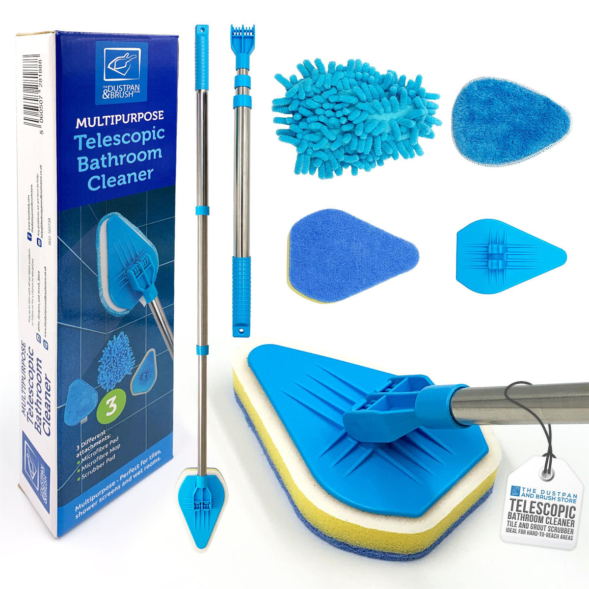 Telescopic Bathroom Mop and Multi-Surface Cleaning Kit - The Dustpan and Brush Store