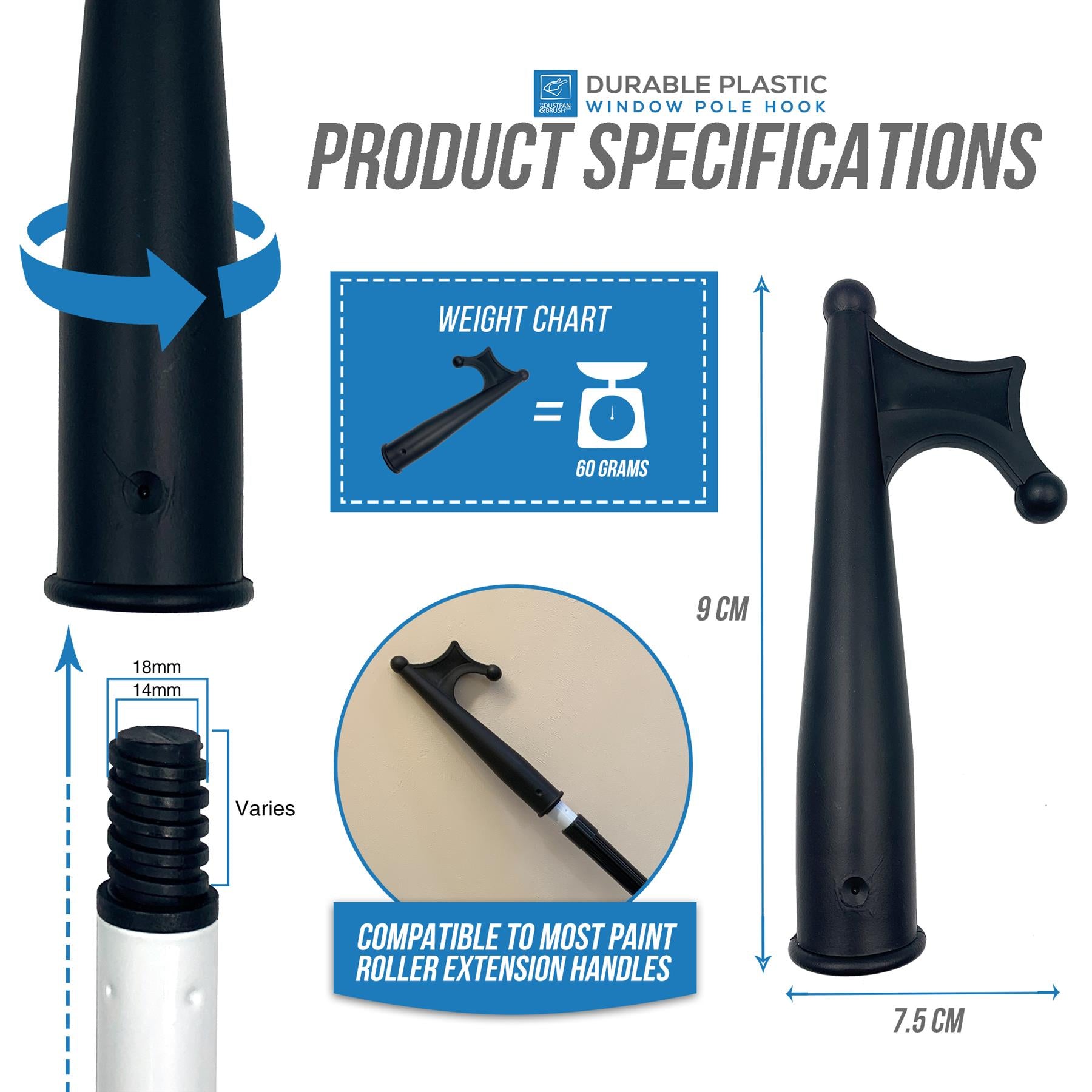 Boat Hook Replacement Head | Plastic Push & Pull Hook