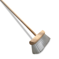 Universal Wooden Gutter Lawn Sweeper Broom Head with Synthetic Bristles and Wooden Handle