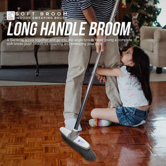 Grey & White Indoor Broom with 4 Piece Stainless Steel Handle - The Dustpan and Brush Store