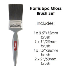 Harris Paint Brush Set 5 Piece Gloss Decorating Paint Brushes Painting Pack