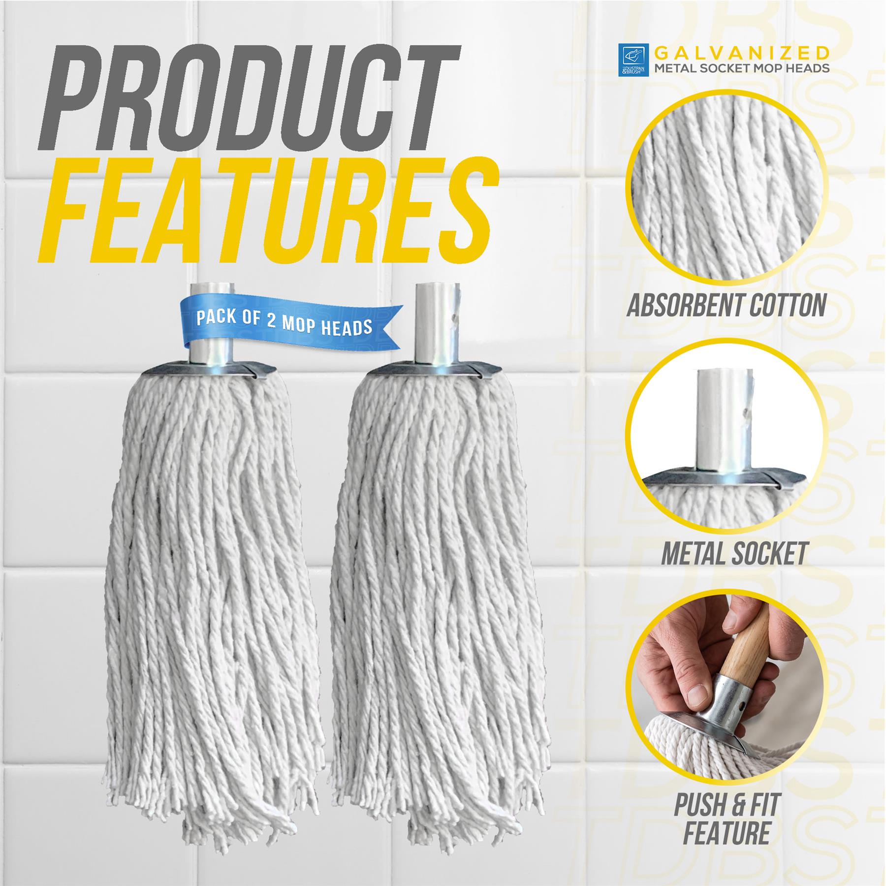 Cotton Mop with Galvanised Socket Fitting - 10 PY - Pack of 2