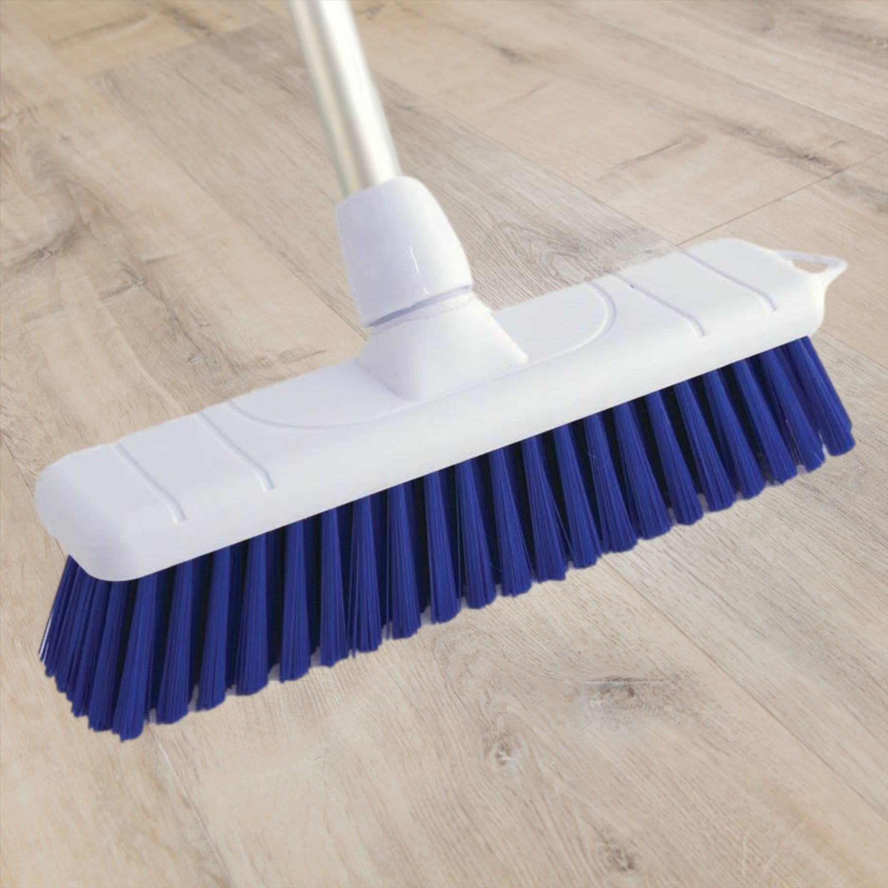 Blue 12" Soft Colour Coded Food Hygiene Brush Sweeping Broom and Handle