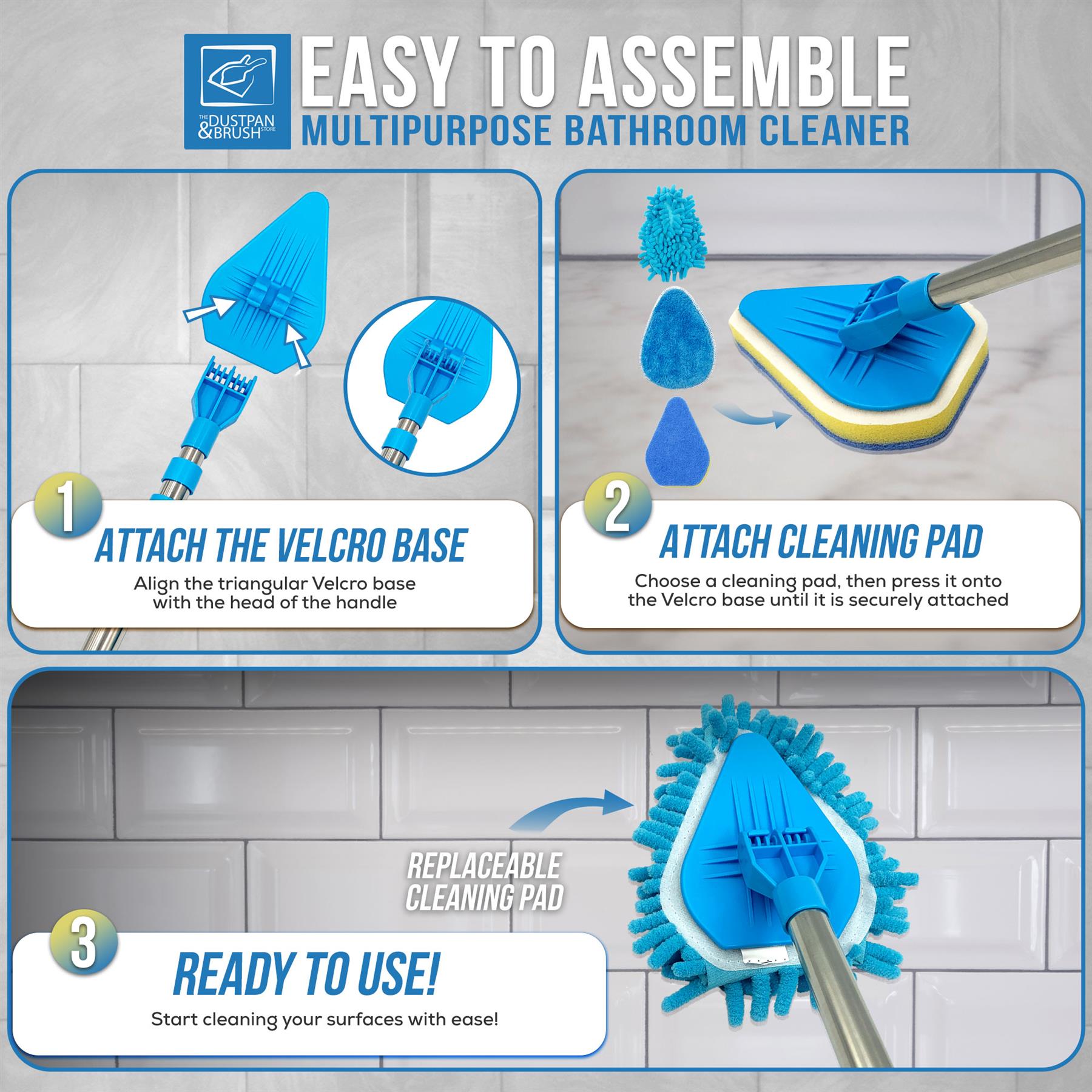 Telescopic Bathroom Mop and Multi-Surface Cleaning Kit - The Dustpan and Brush Store