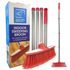 Red & White Indoor Broom with 4 Piece Stainless Steel Handle