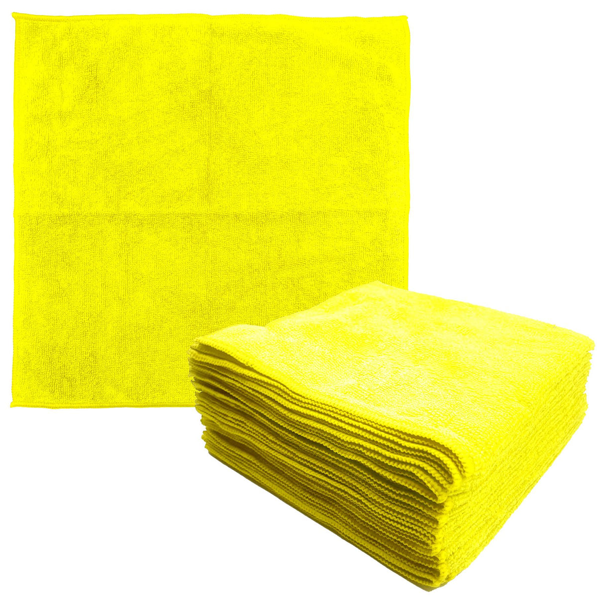 Large Yellow Absorbent Multipurpose Microfibre Cleaning Cloths - Pack of 10