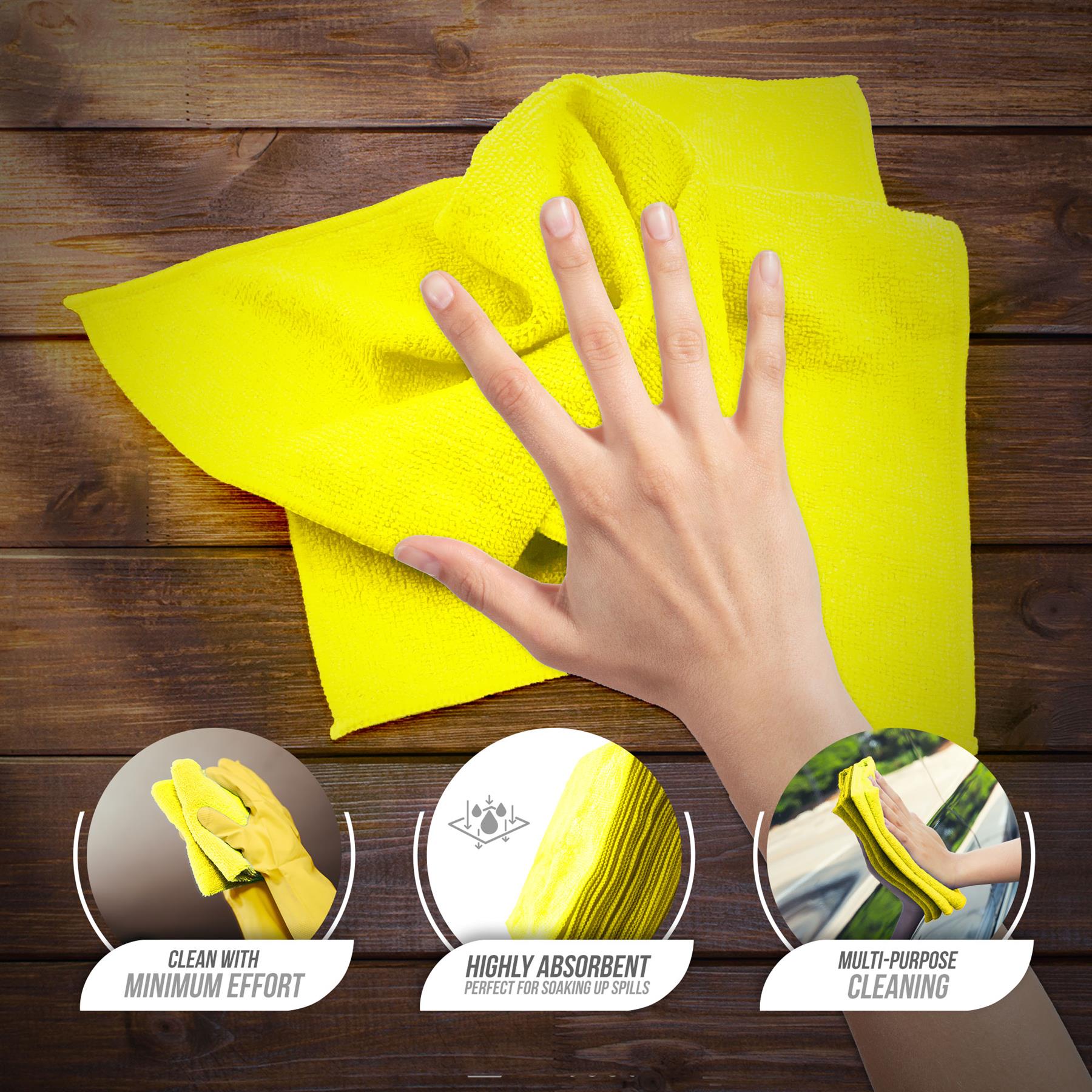 Yellow Microfibre Cleaning Cloths Pack of 10 | 40cm x 40cm
