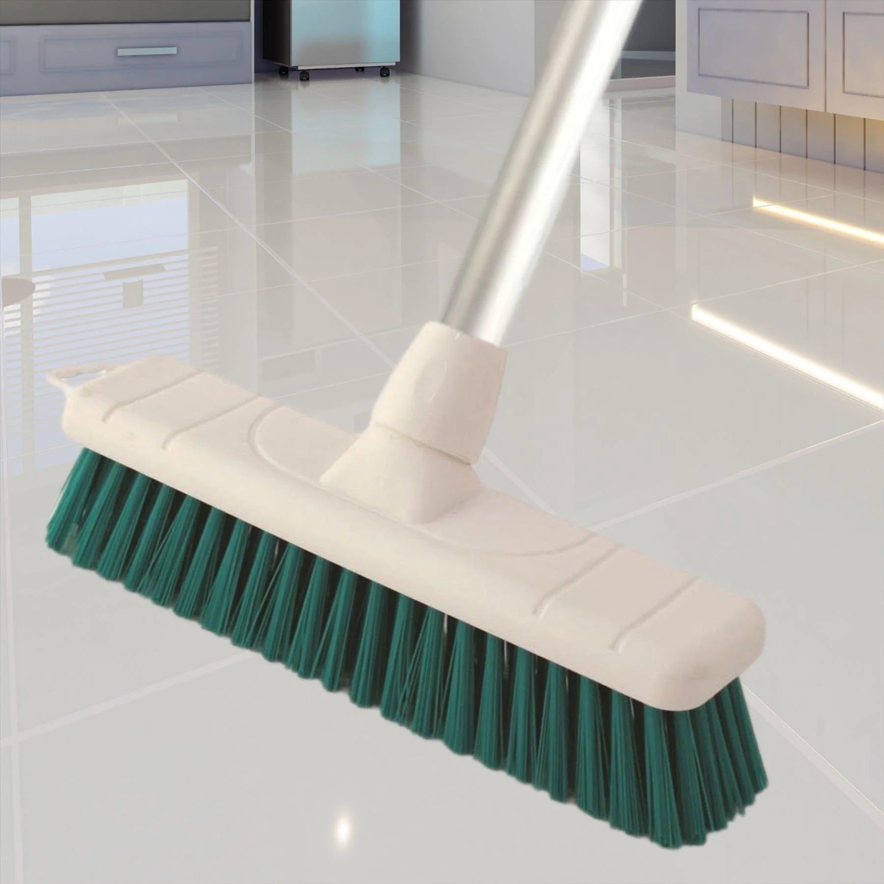 12" Soft Hygiene Broom with Aluminium Handle | Colour Coded - The Dustpan and Brush Store