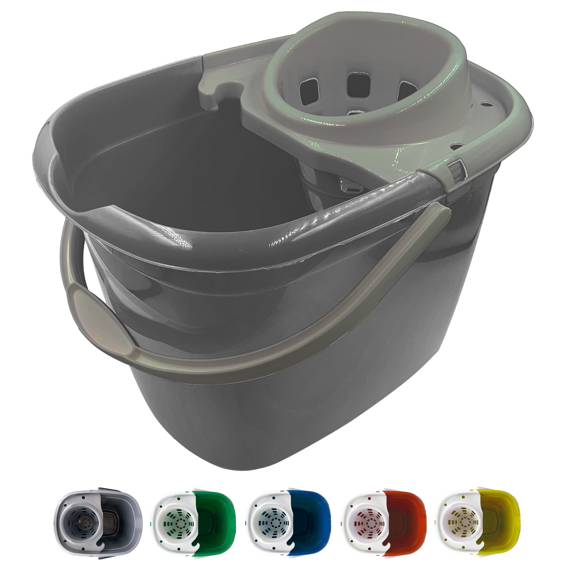 12L Grey cleaning bucket with handle on a white background